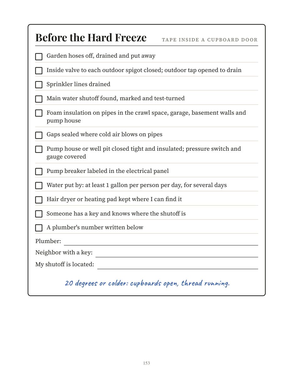 Printable checklist
